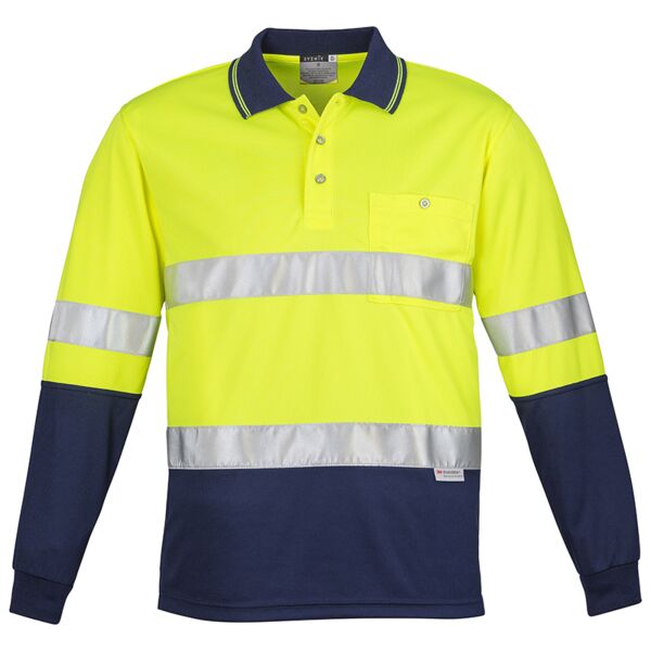 Mens Hi Vis Spliced Polo - Long Sleeve Hoop Taped Thumbnail