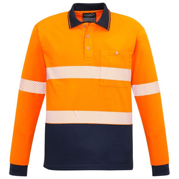 Unisex Hi Vis Segmented L/S Polo - Hoop Taped Thumbnail