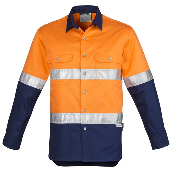 Mens Hi Vis Spliced Industrial L/S Shirt - Hoop Taped Thumbnail